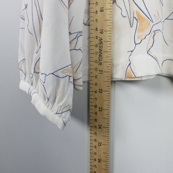 Club Monaco Silk Blouse Top Women S Off White Balloon Sleeve Elegant Chic 82 - Picture 7 of 8